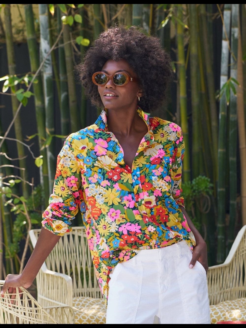 Frank & Eileen Yellow Floral Button-Down Shirt